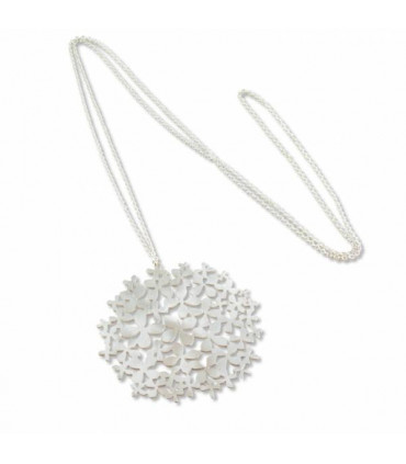 Colgante largo hortensia plata