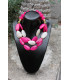 Collar corto doble resina Pink